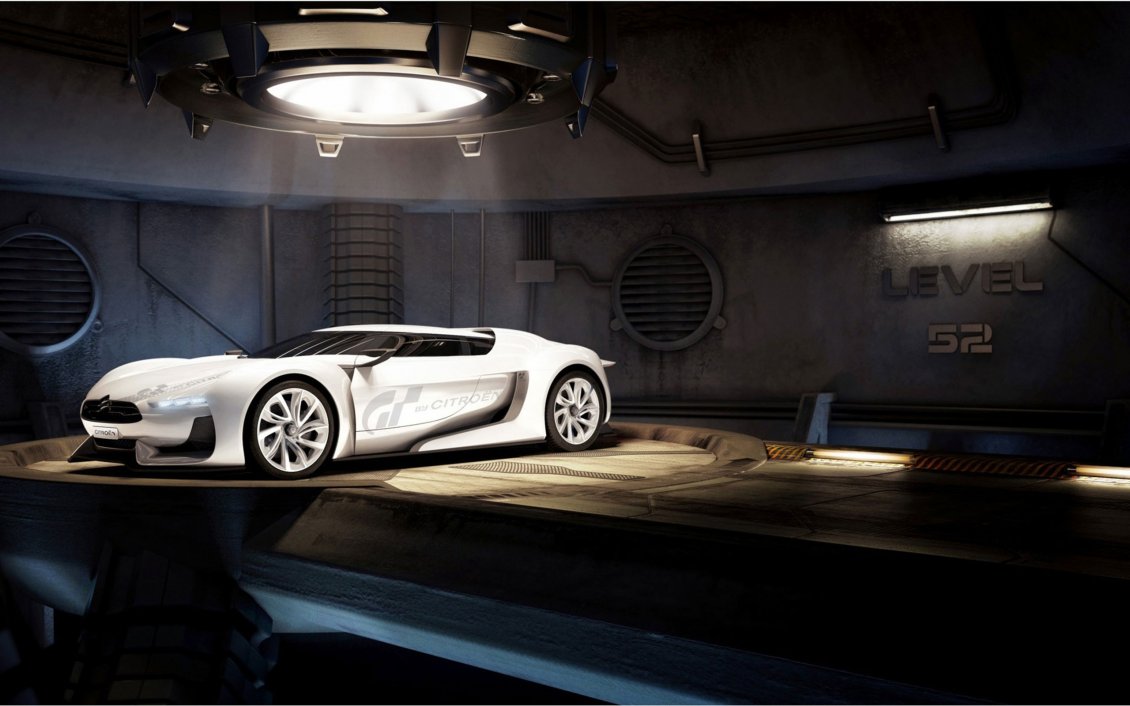 Download Wallpaper Light reflected on white sports car