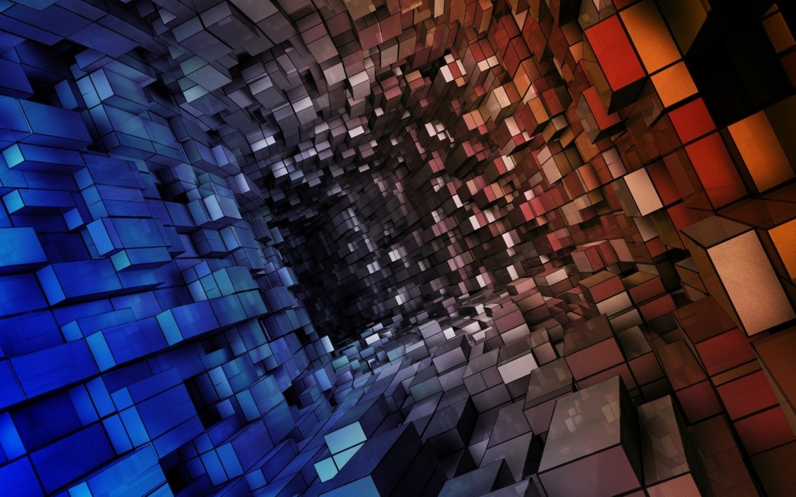 Download Wallpaper Abstract tunnel built of parallelipipeds