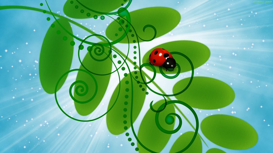 Download Wallpaper Red ladybug on the leaf - vector desing