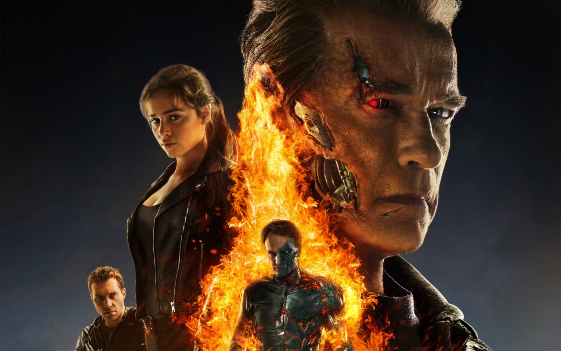Download Wallpaper Terminator Genisys - Arnold Schwarzenegger and Emilia Clarke