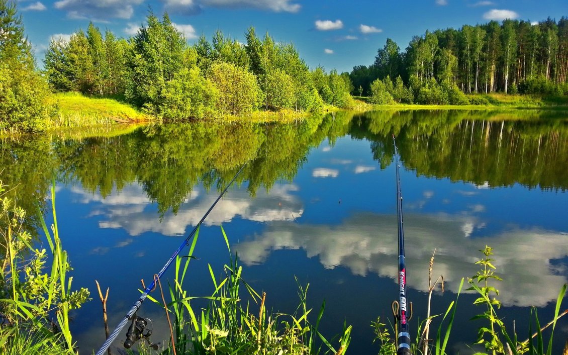 Download Wallpaper A relaxing fishing trip on the lake