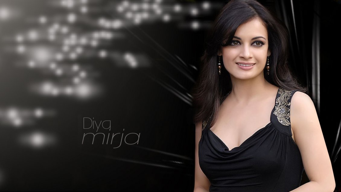 Download Wallpaper Actress Diya Mirza in black