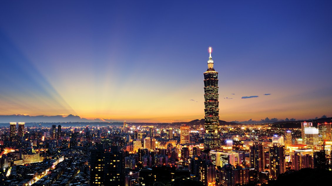 Download Wallpaper Awesome sunset view from Taipei