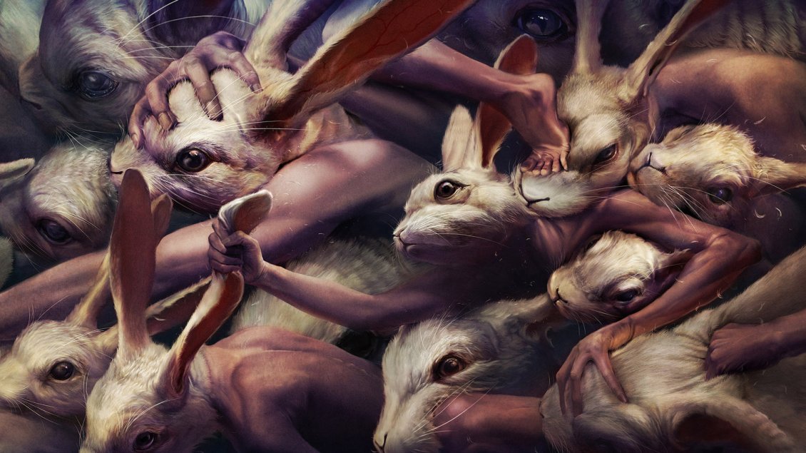 Download Wallpaper People with rabbit heads