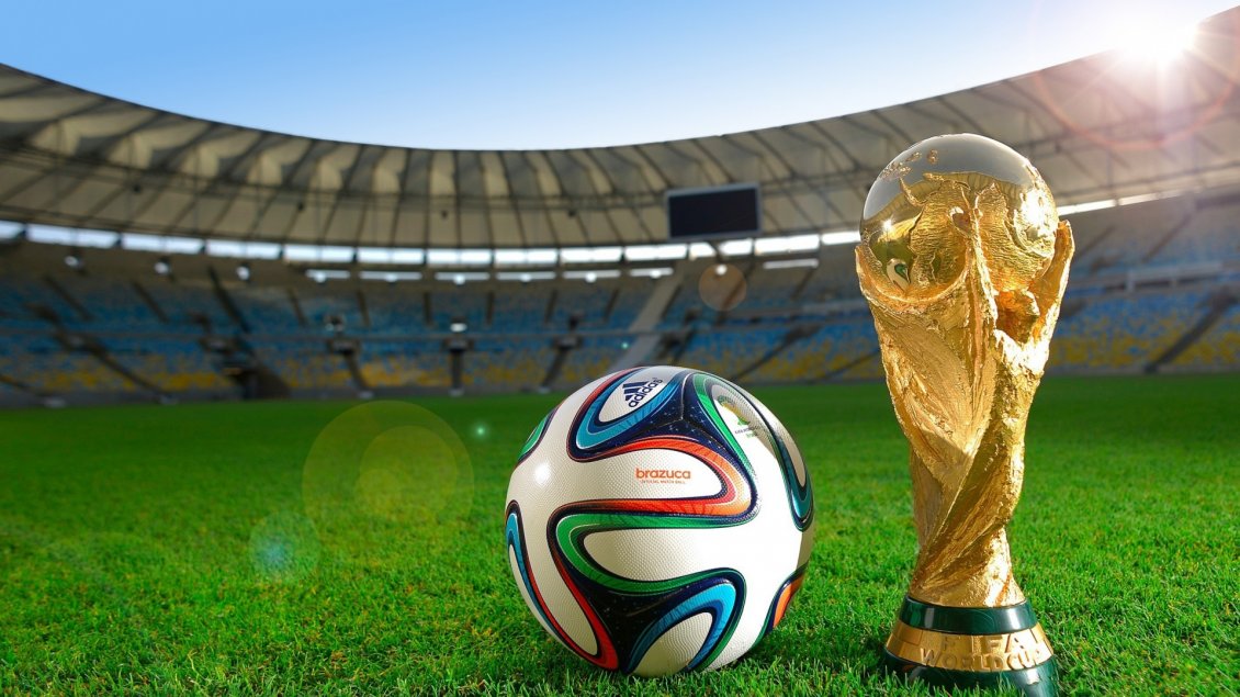 Download Wallpaper Fifa world cup - Football and cup on the stadium