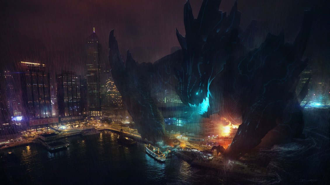 Download Wallpaper Giant monster destroying the entire city