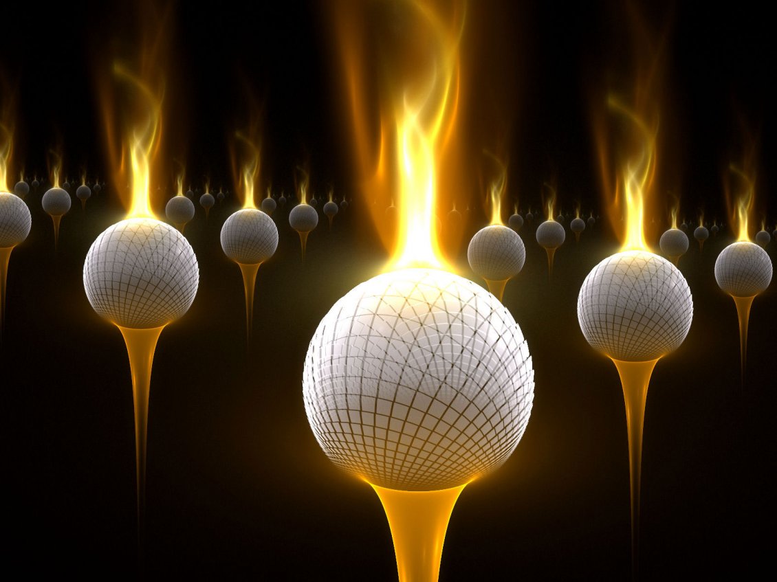 Download Wallpaper Abstract golf balls with flames
