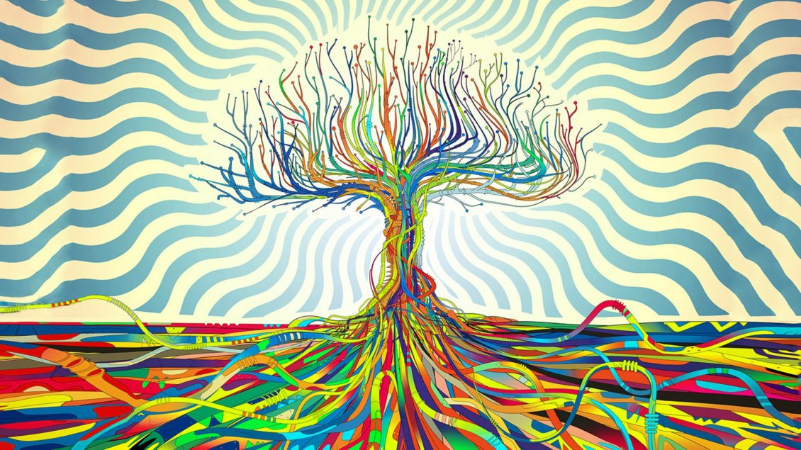 Download Wallpaper Colored wires forming a tree