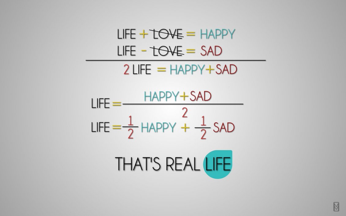 Download Wallpaper That is real life : half past happy and half past sad