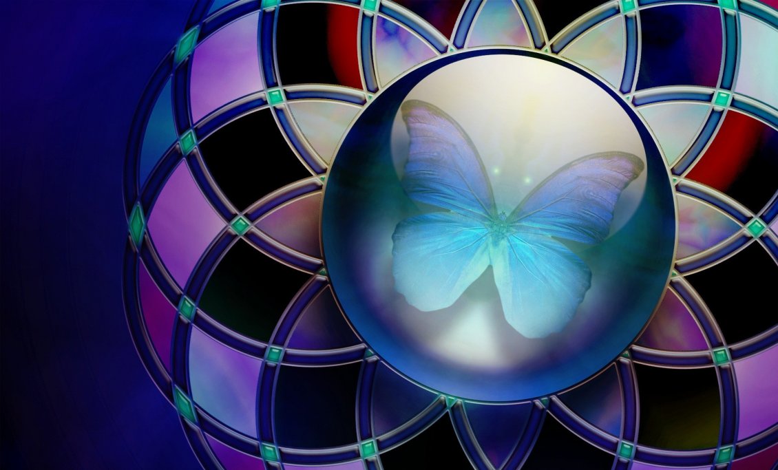 Download Wallpaper Blue butterfly in a circle - Beautiful artistic wallpaper