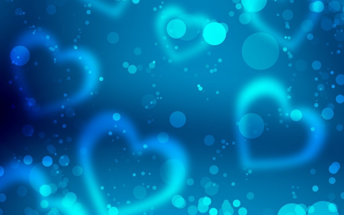 Download Wallpaper Background with many blue hearts and bubbles