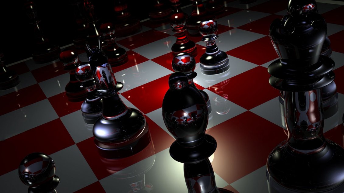 Download Wallpaper 3D chess board with pieces