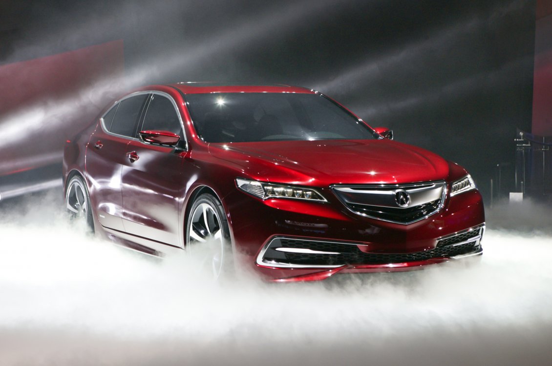 Download Wallpaper Red Acura TLX car at presentation