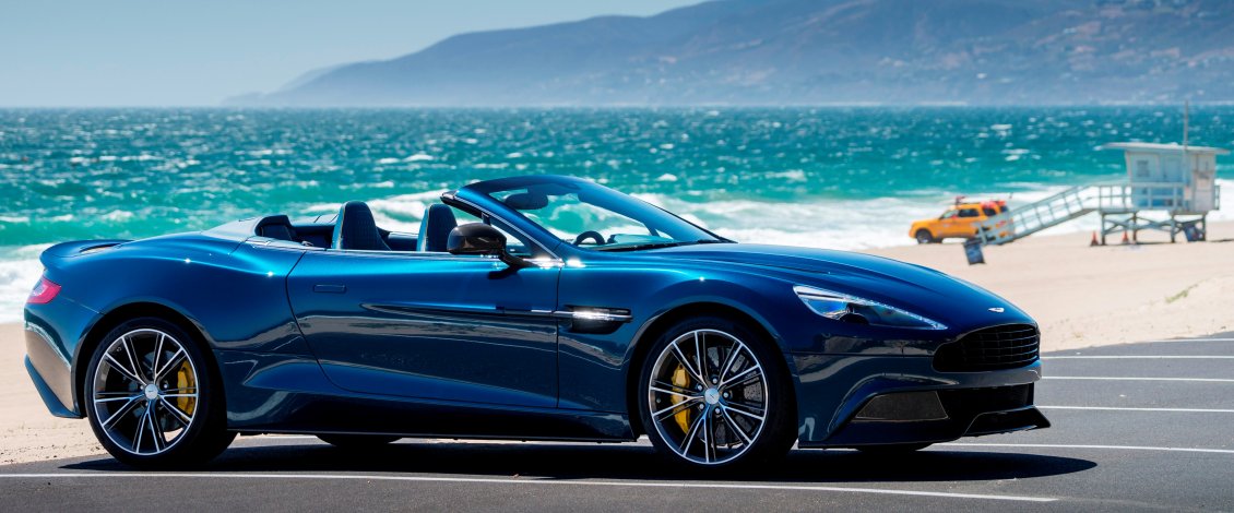 Download Wallpaper Blue and convertible Aston Martin Vanquish Volante