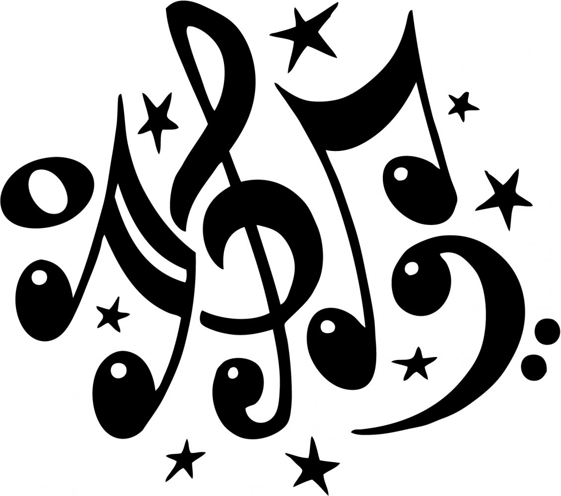Download Wallpaper Black musical notes and sol key on white background