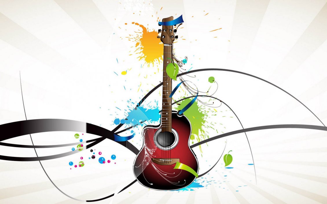 Download Wallpaper Abstract red guitar and many color spots