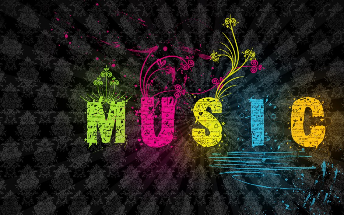 Download Wallpaper Music letters in different colors - Graphic desing