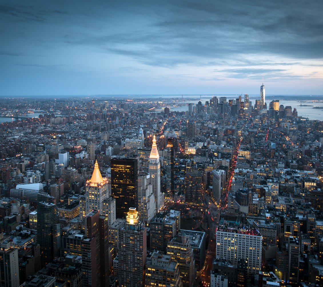 Download Wallpaper Night in the New York City - Empire State Building