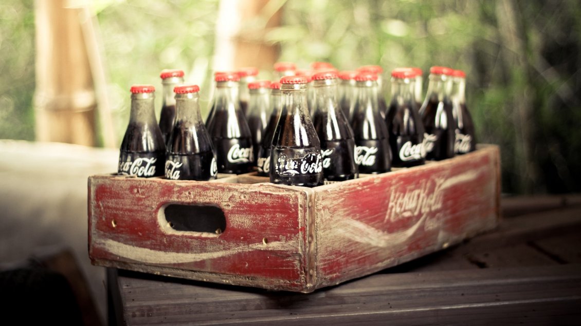 Download Wallpaper Old Coca-Cola box and bottles - Vintage image