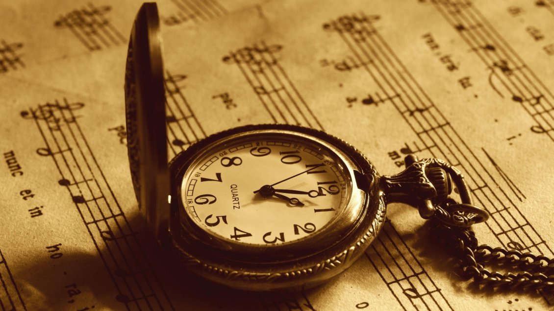 Download Wallpaper Pocket clock on a music book - Old Clock