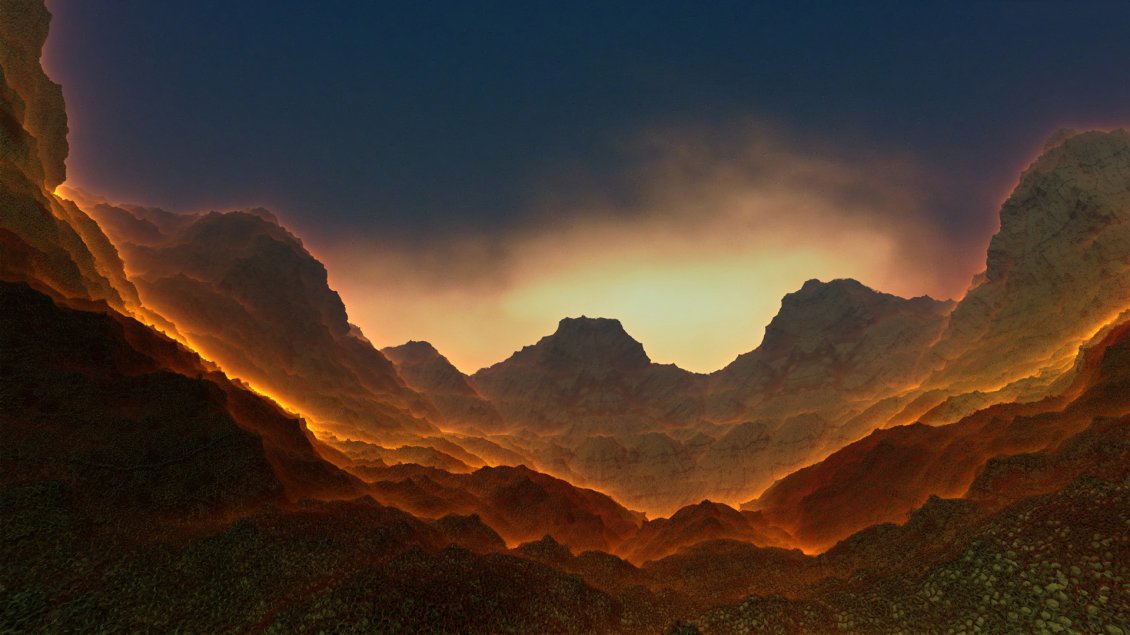 Download Wallpaper Valley Burn between mountains - HD Wallpaper