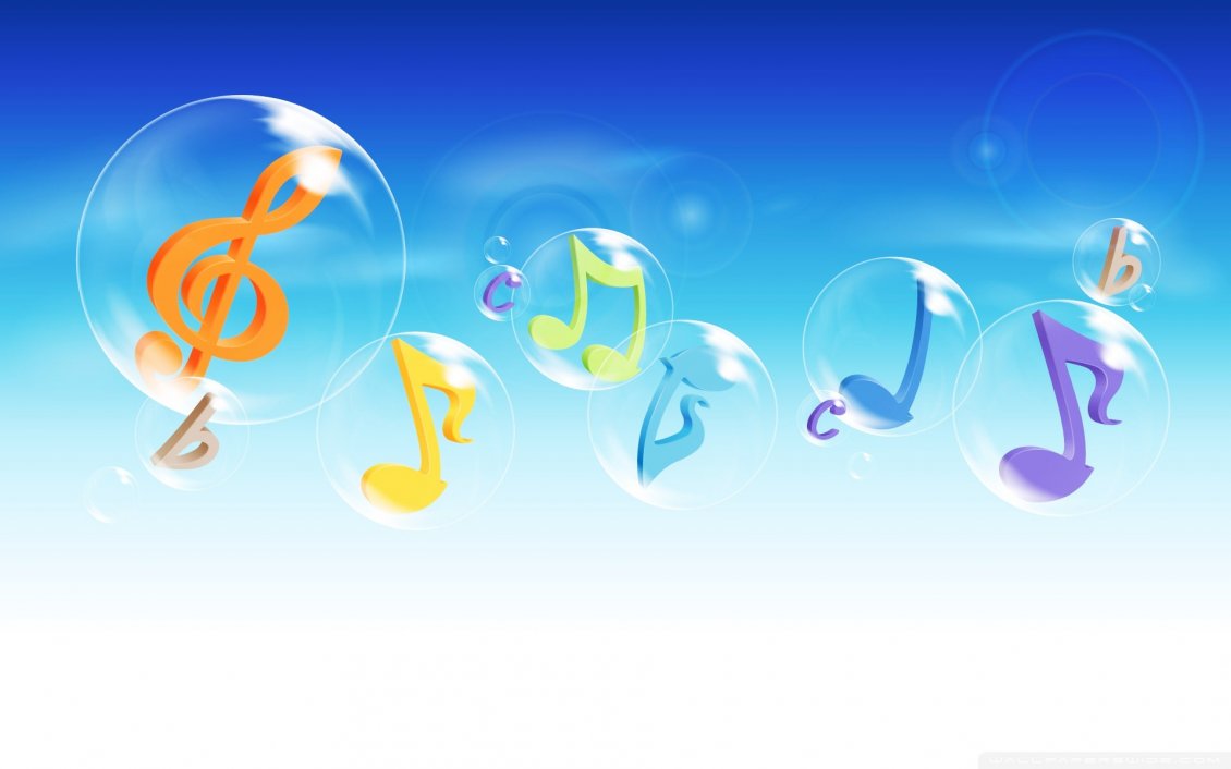 Download Wallpaper Sol key, musical notes and letters in the bubbles