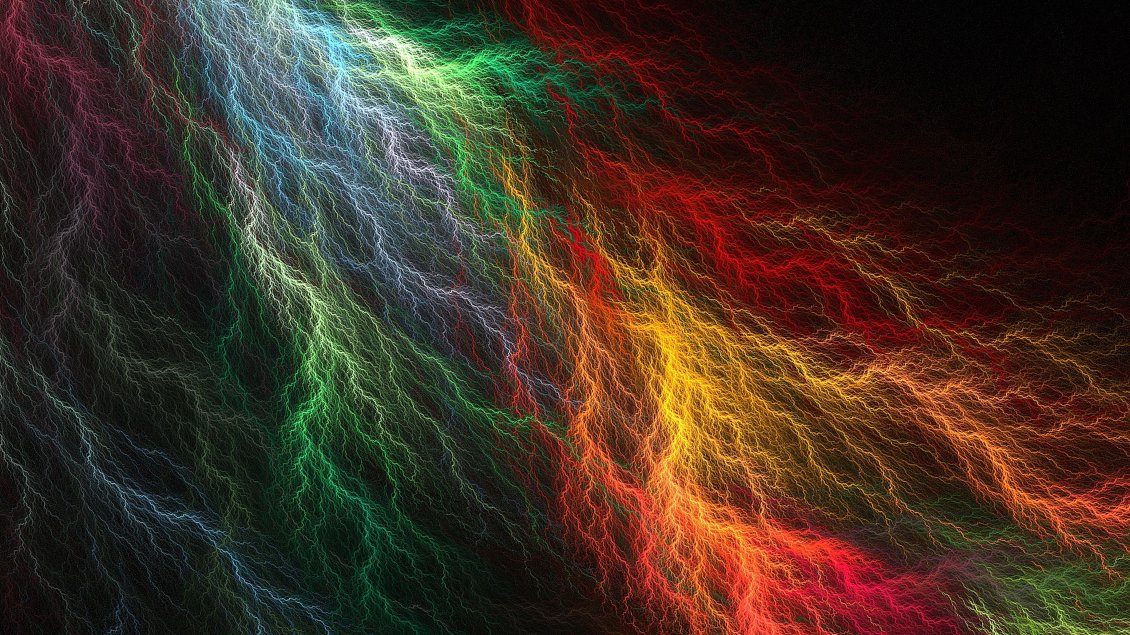 Download Wallpaper Many colored lightning in a dark space
