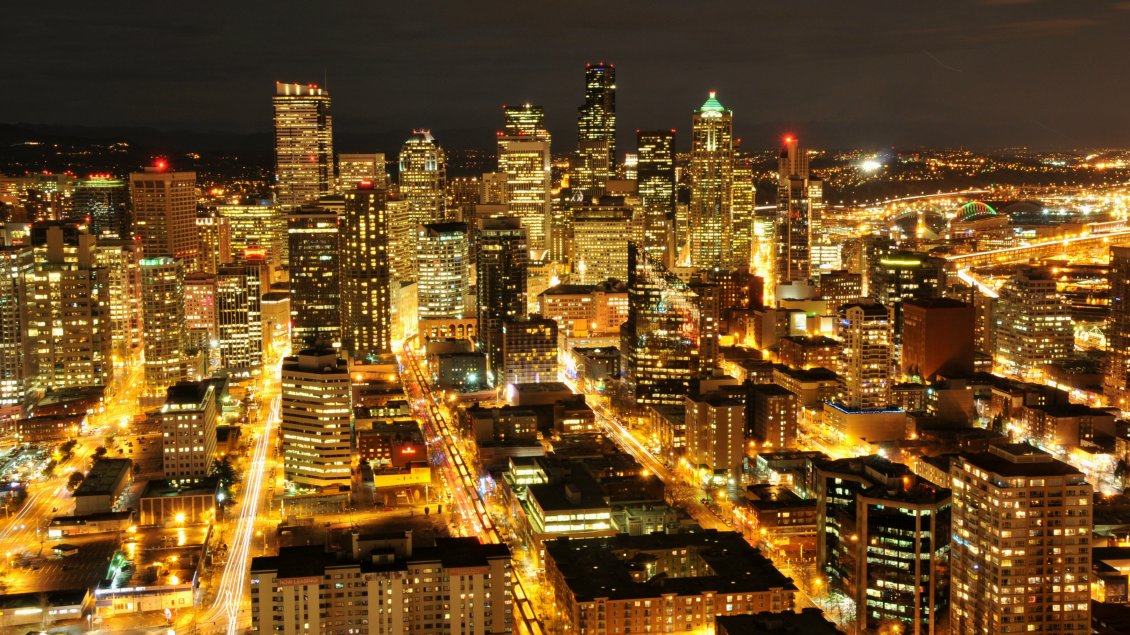 Download Wallpaper Spectacular Seattle at the night - Illuminate city