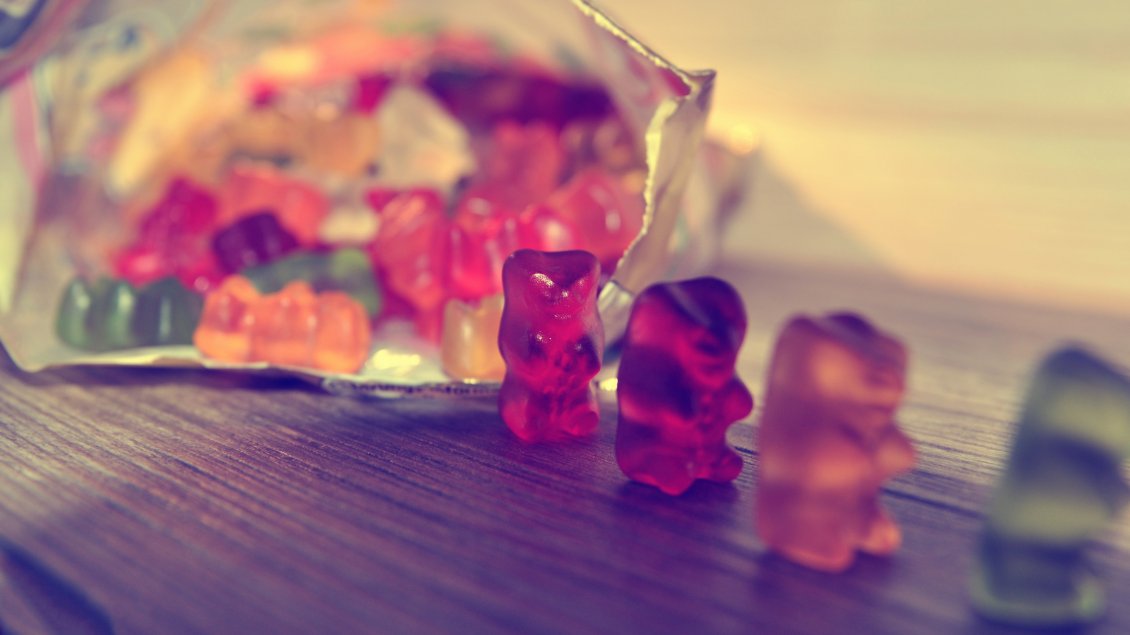 Download Wallpaper A package of jelly bears on the table