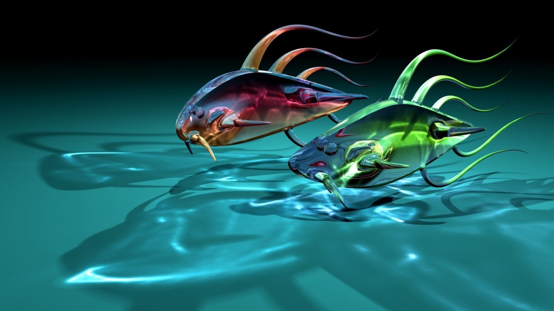 Download Wallpaper Abstract colorful fish in water - Fish race