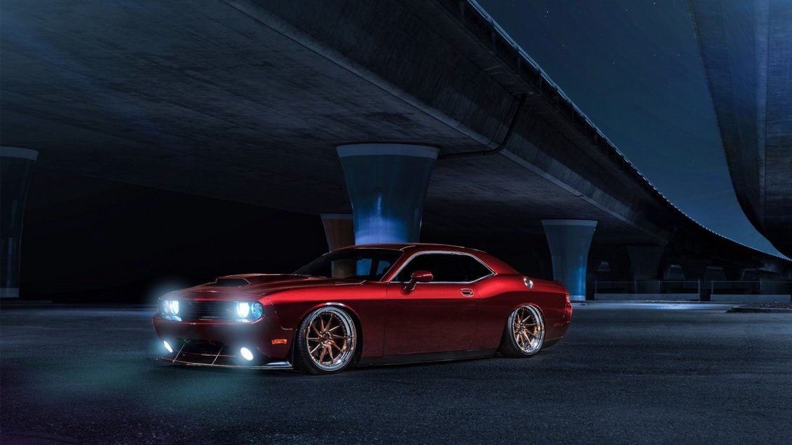Download Wallpaper Red Dodge Challenger Avant Garde at basement