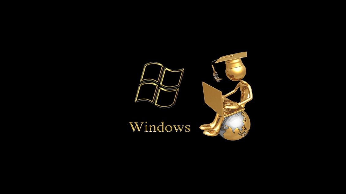 Download Wallpaper Golden windows wallpaper - A student on a globe