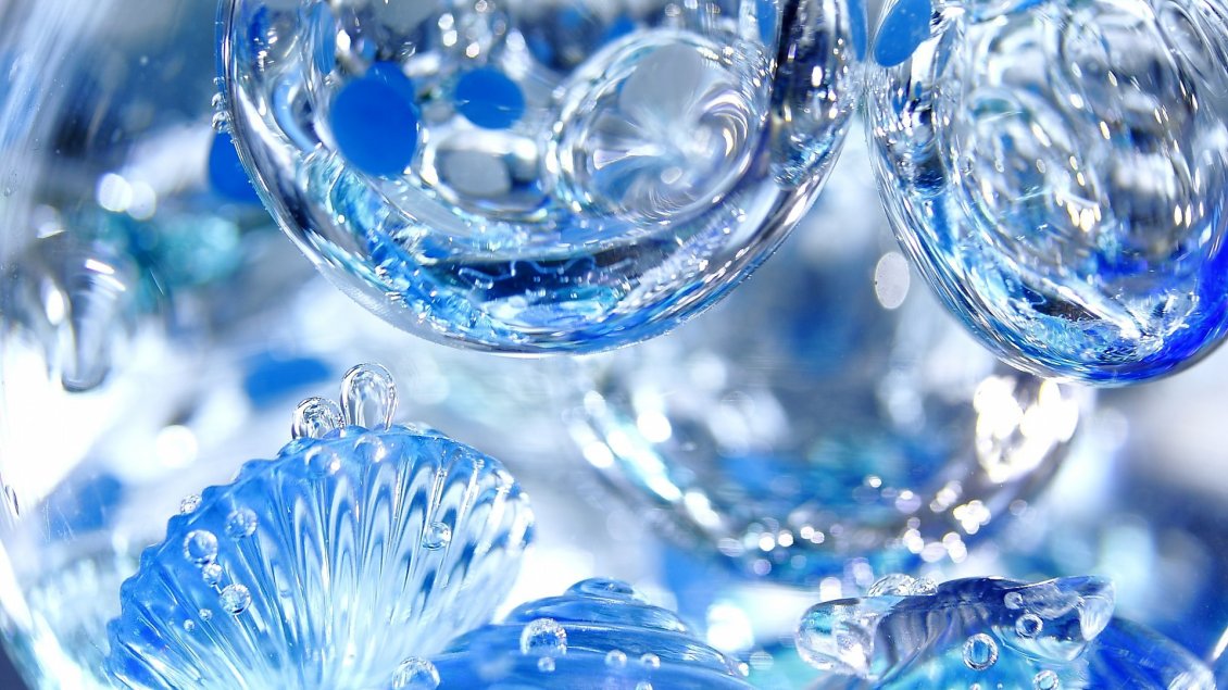 Download Wallpaper 3D blue water drops - HD wallpaper