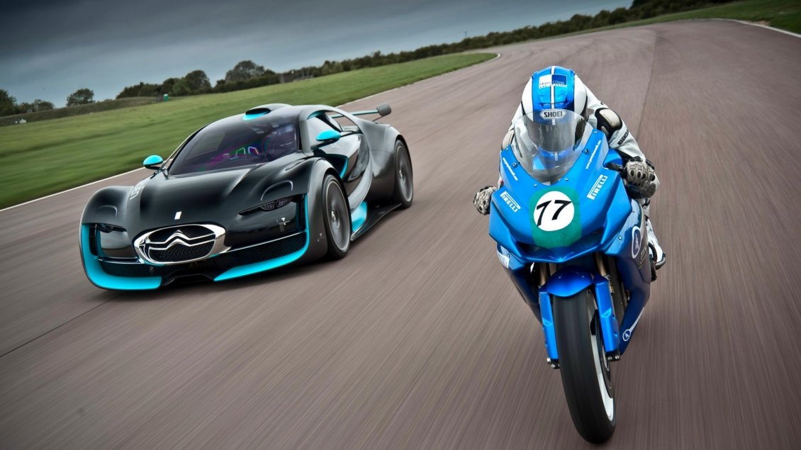 Download Wallpaper Blue and black Citroen and blue motorcycle race