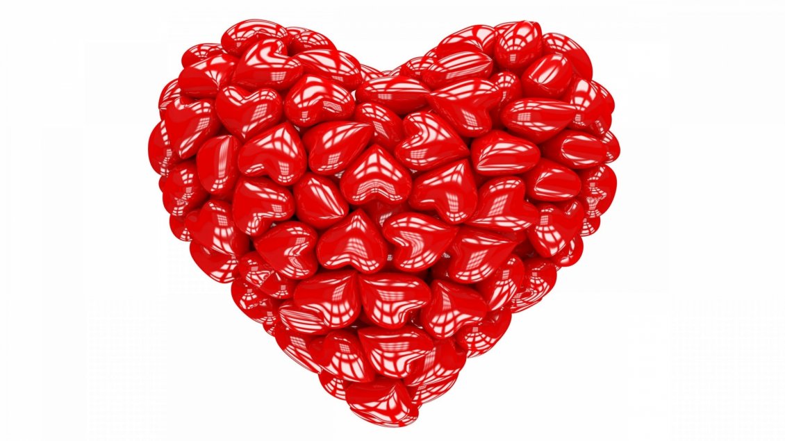 Download Wallpaper A big 3D heart made of many small red hearts