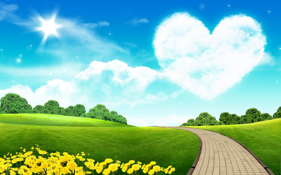 Download Wallpaper Big heart on the sky - beautiful nature landscape