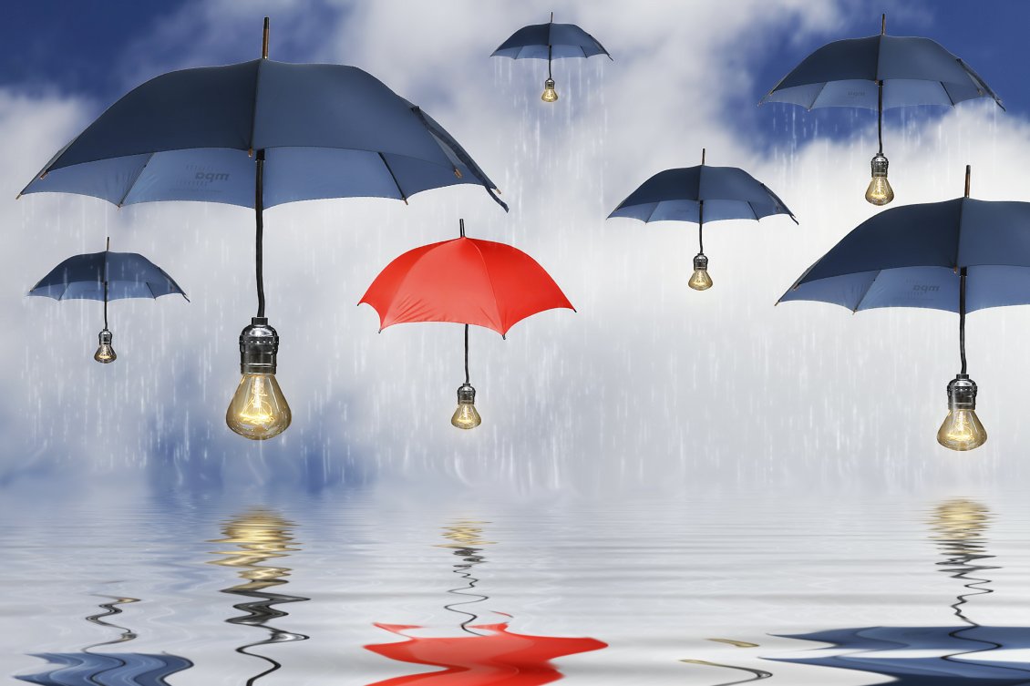 Download Wallpaper The ideas fly with the umbrellas - HD funny wallpaper