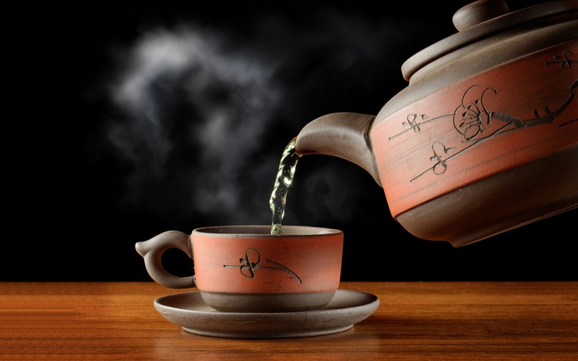 Download Wallpaper Hot tea in special brown cup - HD wallpaper