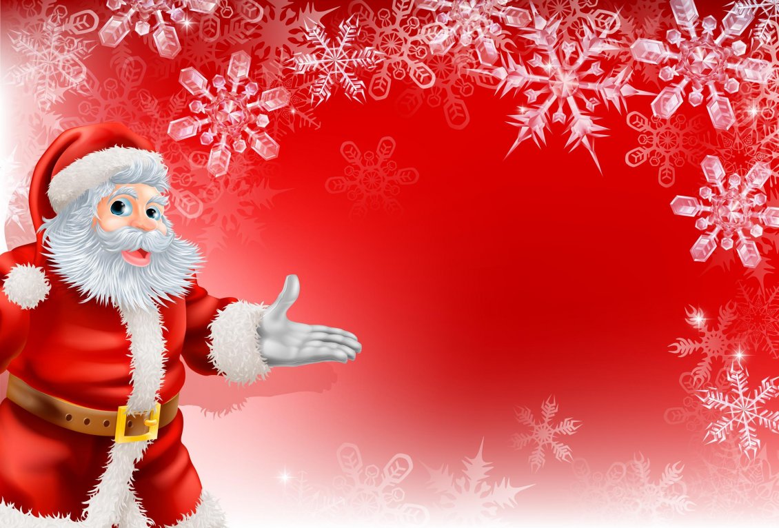 Download Wallpaper Red Christmas wallpaper - Santa Claus and snowflakes