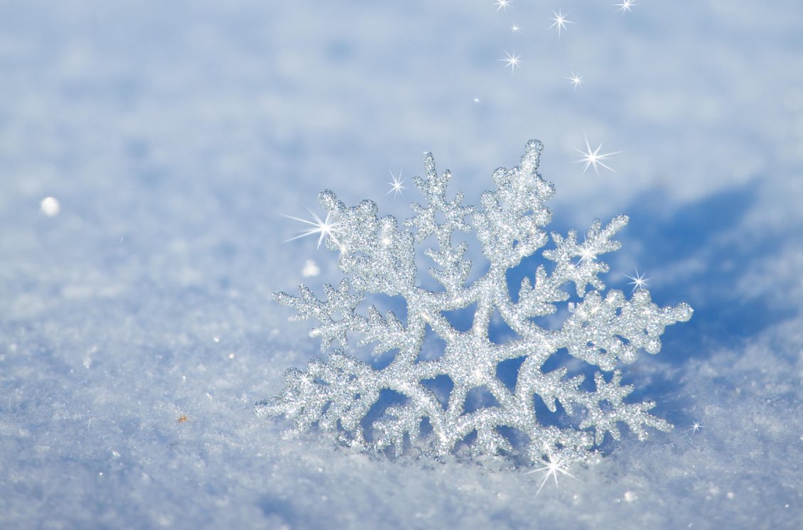 Download Wallpaper 3D snowflake in the snow - HD winter wallpaper
