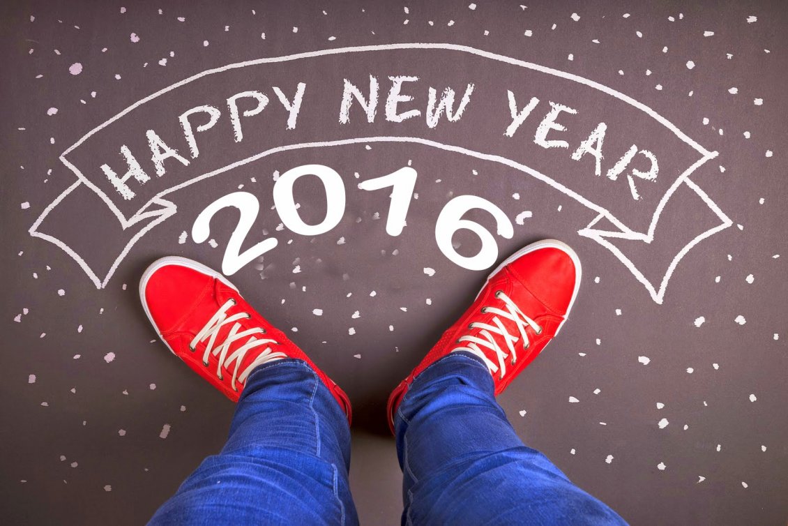 Download Wallpaper Drawings on asphalt - Happy New Year 2016