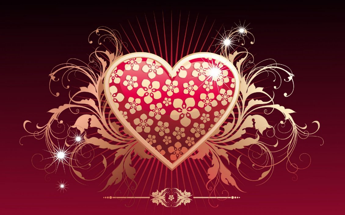 Download Wallpaper Golden heart - Happy Valentine's Day