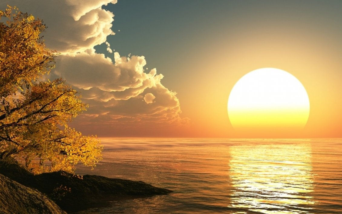 Download Wallpaper Big sunrise on the ocean - HD wallpaper