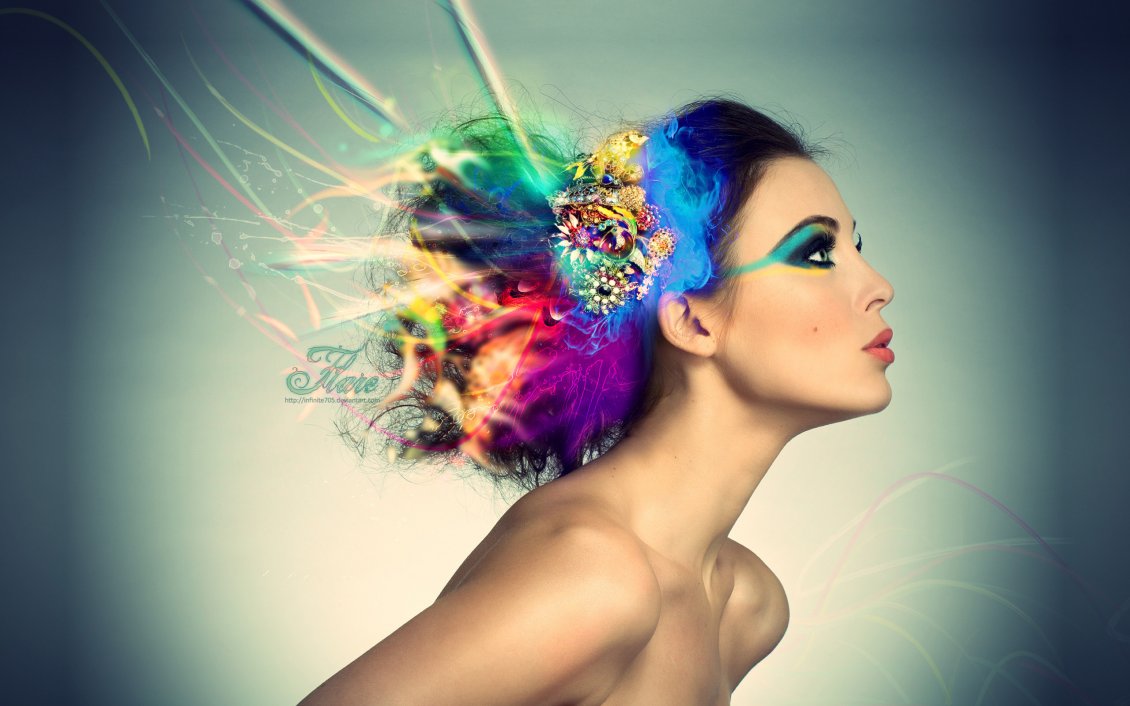 Download Wallpaper Abstract hairstyle - color in the head