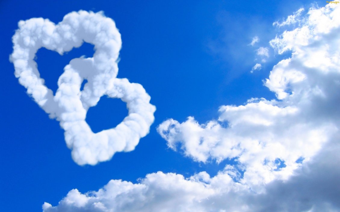 Download Wallpaper True love on the sky - two hearts made from clouds