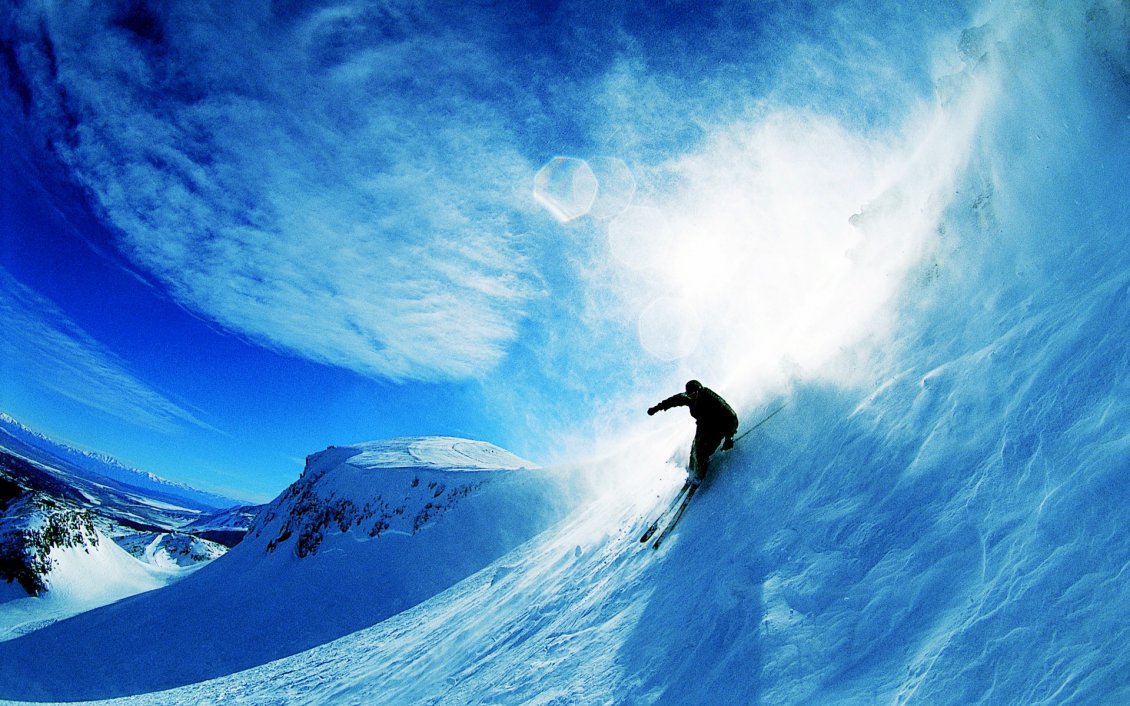 Download Wallpaper Wonderful winter sport - skiing on top of the mountain