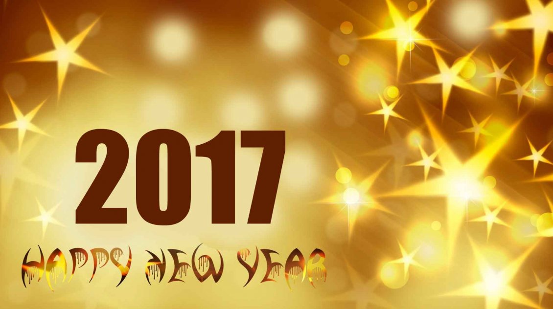 Download Wallpaper Golden stars for a good year - Happy New Year 2017
