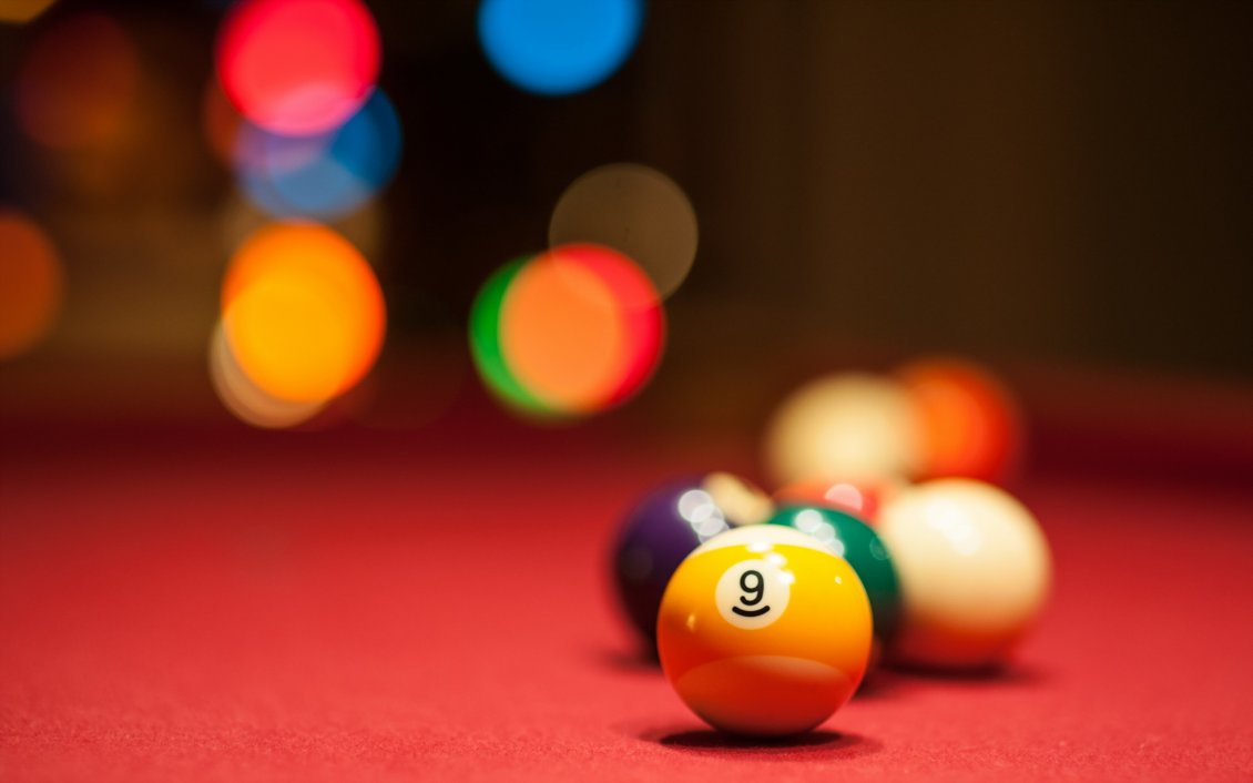 Download Wallpaper Yellow pool ball - Number nine on the table