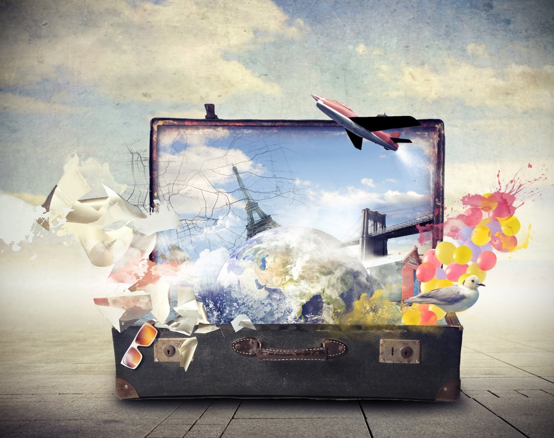 Download Wallpaper All the world in one suitcase - Holiday time