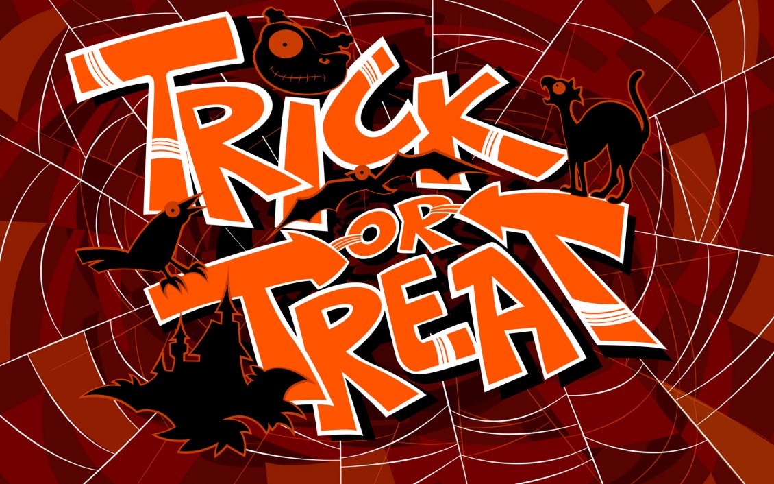 Download Wallpaper Trick or Treat on a spider-web - Happy Halloween night